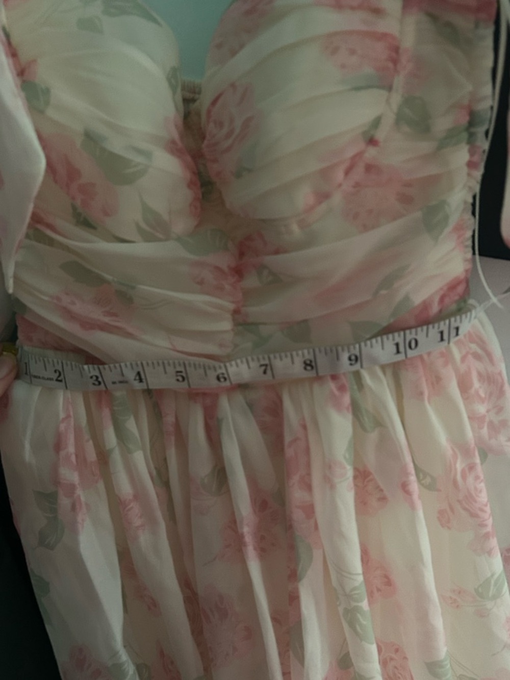 MABLE Cream Dress with Pink Rose Print - Picture 8 of 9